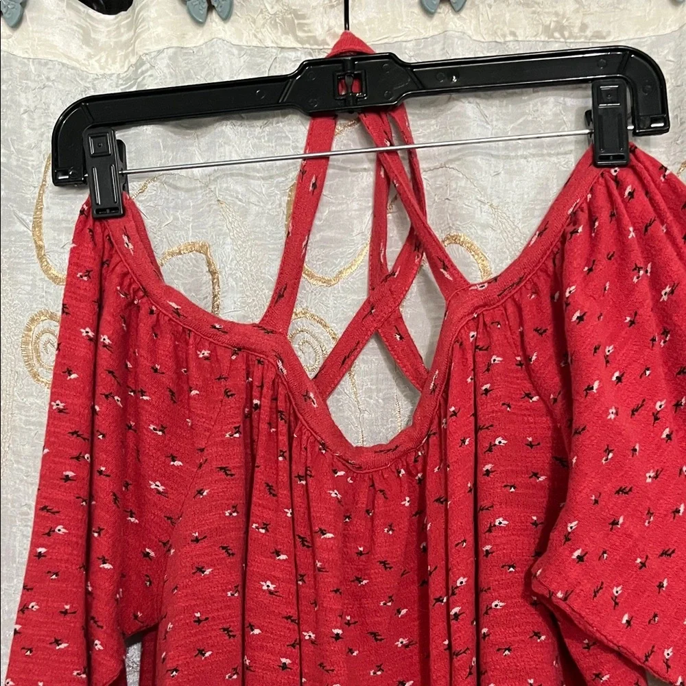 🌺Lucky Brand Red Off-Shoulder Blouse - Picture 4 of 4